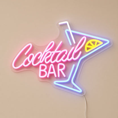 Cocktail Bar Martini Glass Lemon Slice for Party LED Neon Sign - natural light view