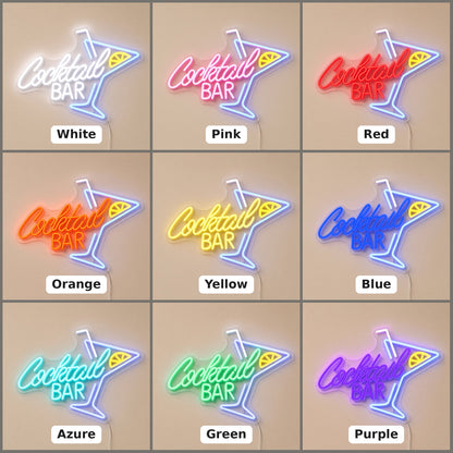 Cocktail Bar Martini Glass Lemon Slice for Party LED Neon Sign - nine-color grid