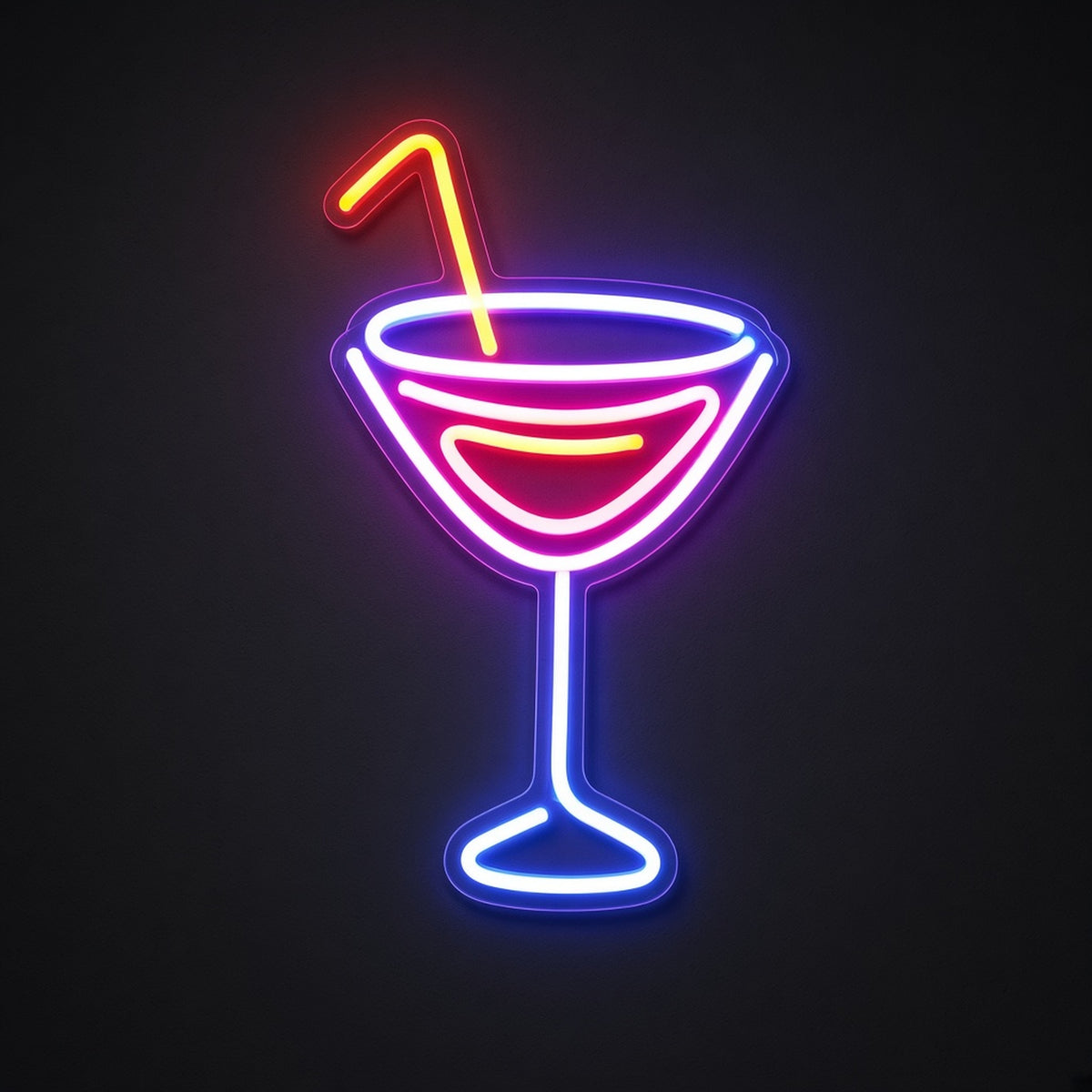 Cocktail Glass Drink with Straw for Home Bar Party Decor LED Neon Sign - product hero