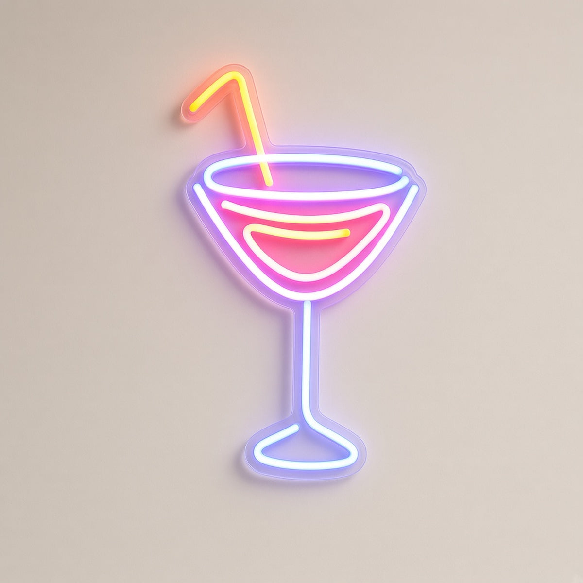 Cocktail Glass Drink with Straw for Home Bar Party Decor LED Neon Sign - natural light view