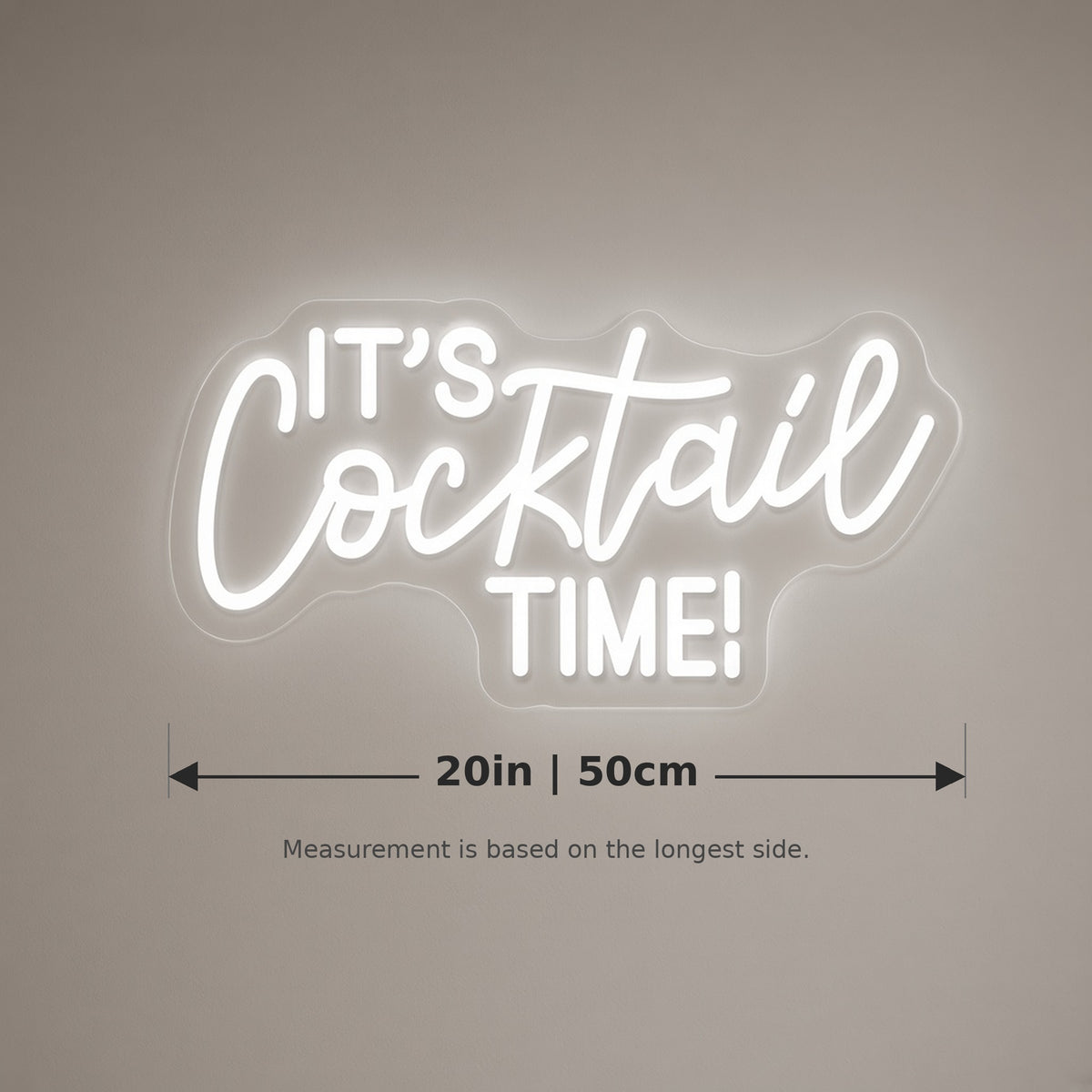 Cocktail Time LED Neon Sign - size guide