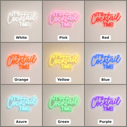 Cocktail Time LED Neon Sign - nine-color grid