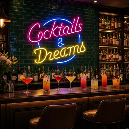 Cocktails & Dreams LED Neon Sign - advertising view