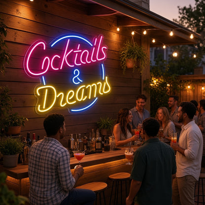 Cocktails & Dreams LED Neon Sign - lifestyle view