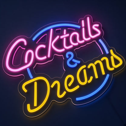 Cocktails & Dreams Cocktail Bar Decor LED Neon Sign - product hero