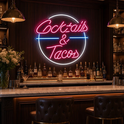 Cocktails & Tacos LED Neon Sign - advertising view