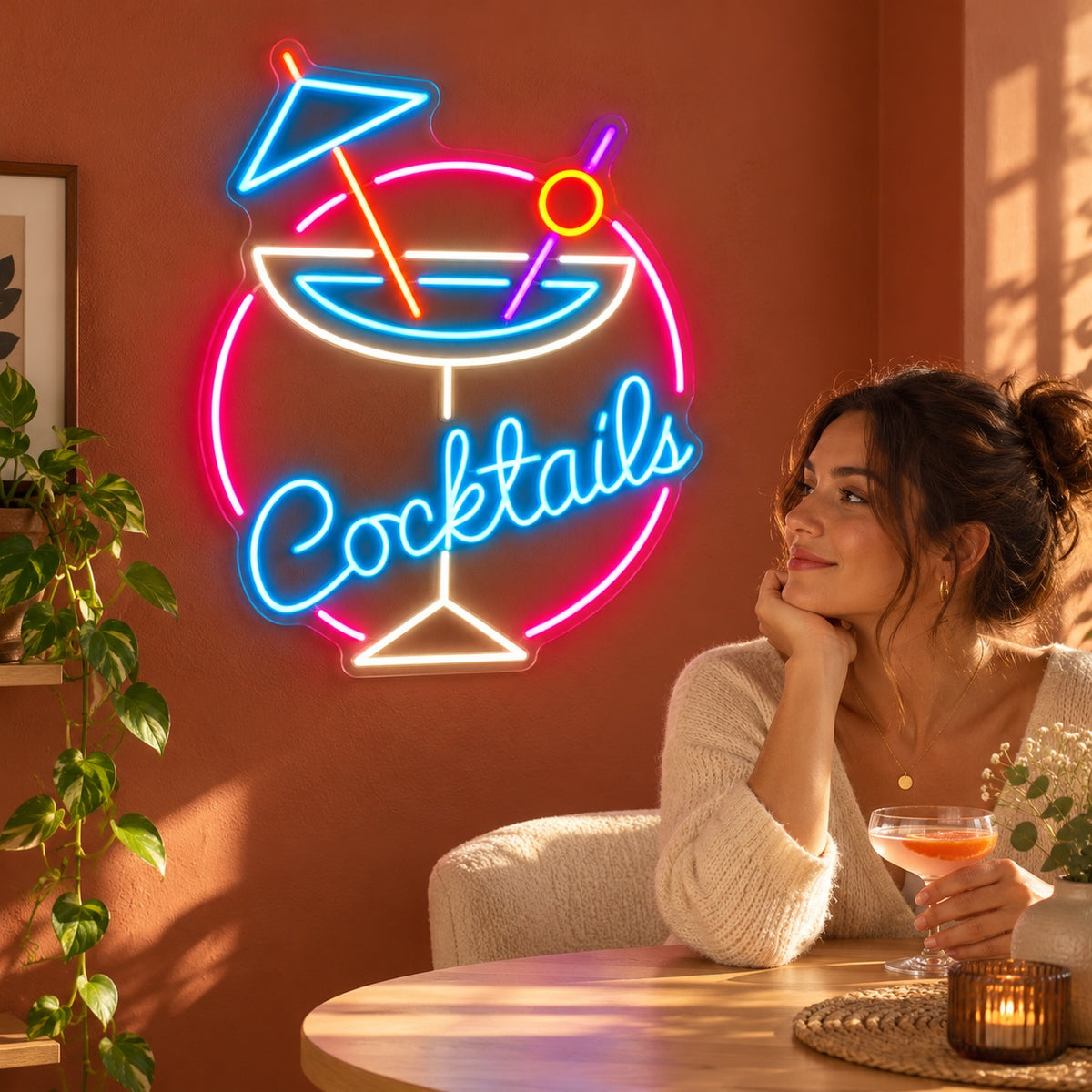 Cocktails LED Neon Sign - lifestyle view