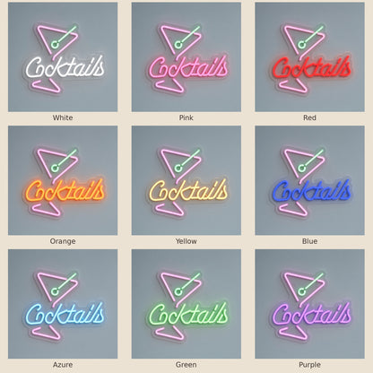 Cocktails Cocktail Bar Decor LED Neon Sign - nine-color grid