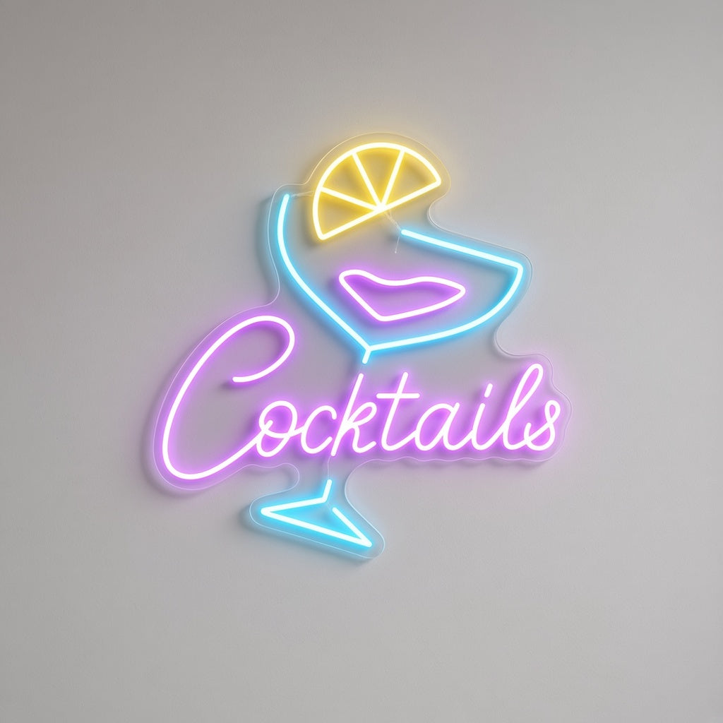 Cocktails Home Bar Decor LED Neon Sign - natural light view