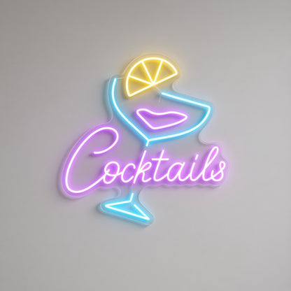 Cocktails Home Bar Decor LED Neon Sign - natural light view