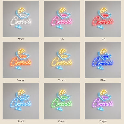 Cocktails Home Bar Decor LED Neon Sign - nine-color grid