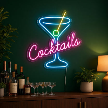 Cocktails Living Room Decor LED Neon Sign - advertising view