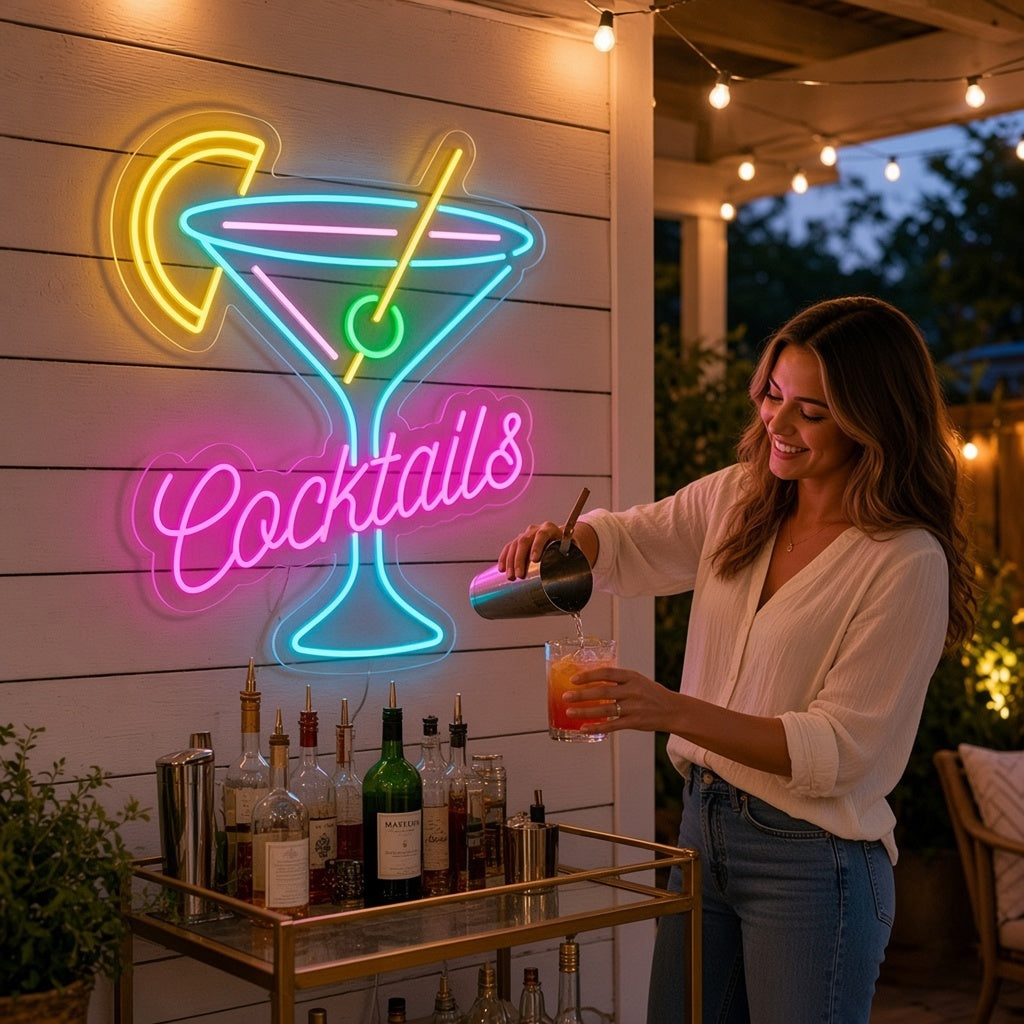 Cocktails Man Cave Decor LED Neon Sign - lifestyle view