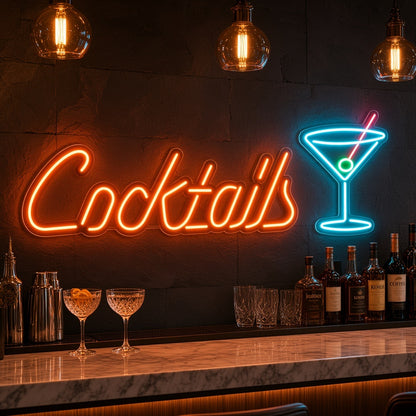 Cocktails Restaurant Decor LED Neon Sign - advertising view