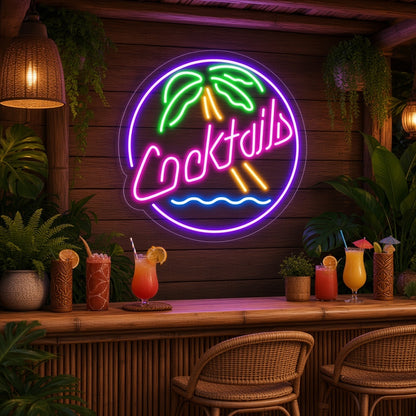 Cocktails Tiki Bar Decor LED Neon Sign - advertising view