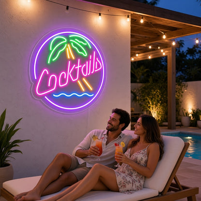 Cocktails Tiki Bar Decor LED Neon Sign - lifestyle view