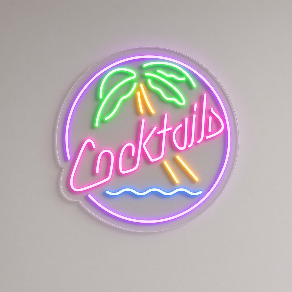 Cocktails Tiki Bar Decor LED Neon Sign - natural light view