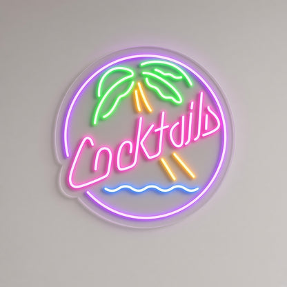 Cocktails Tiki Bar Decor LED Neon Sign - natural light view