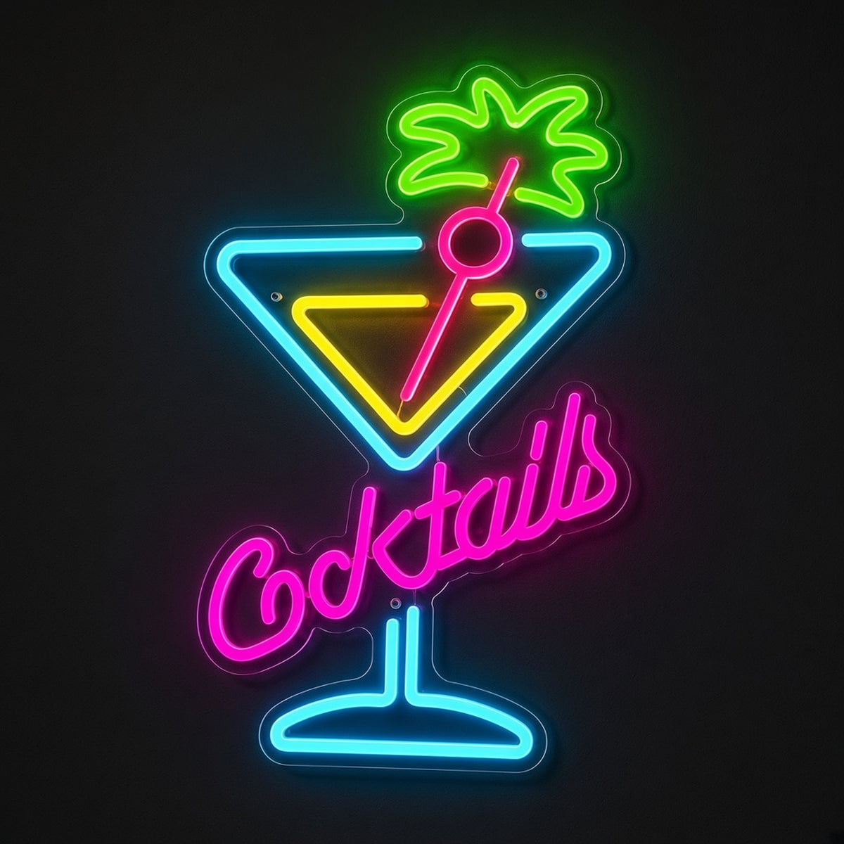Cocktails Martini Glass Palm for Tiki Bar LED Neon Sign - product hero