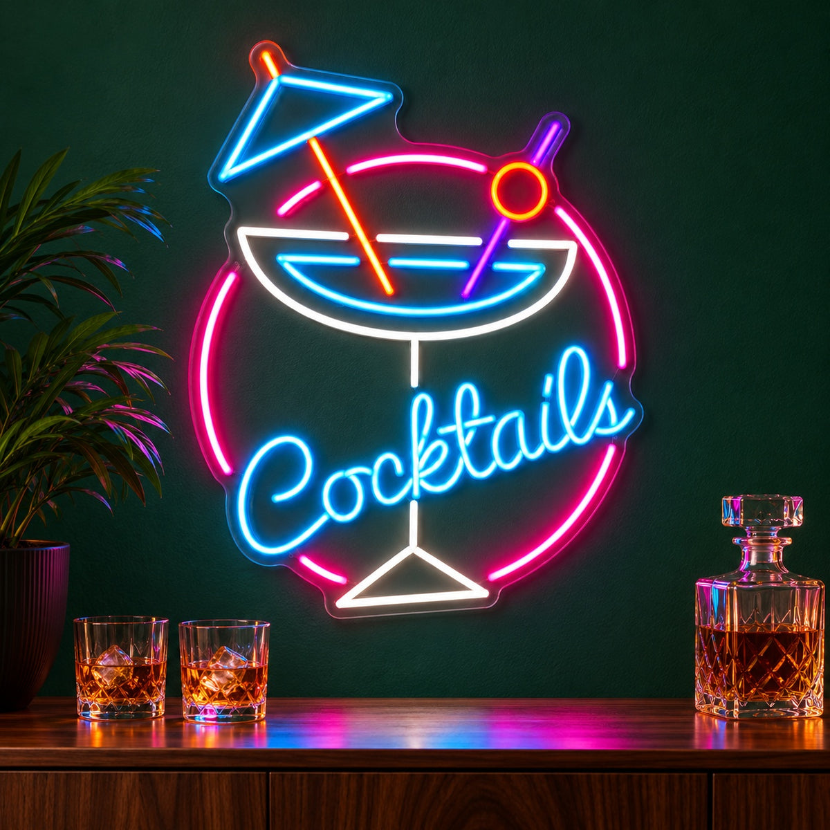 Cocktails LED Neon Sign - advertising view