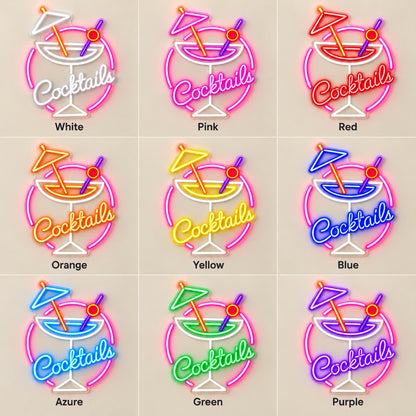 Cocktails LED Neon Sign - nine-color grid