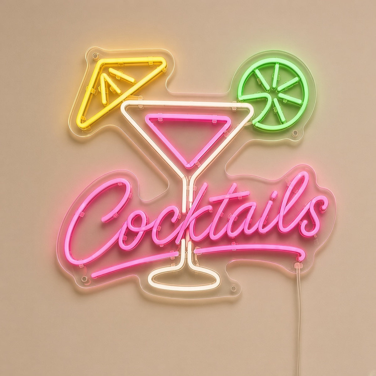 Cocktails Martini Umbrella for Home Bar Wall LED Neon Sign - natural light view