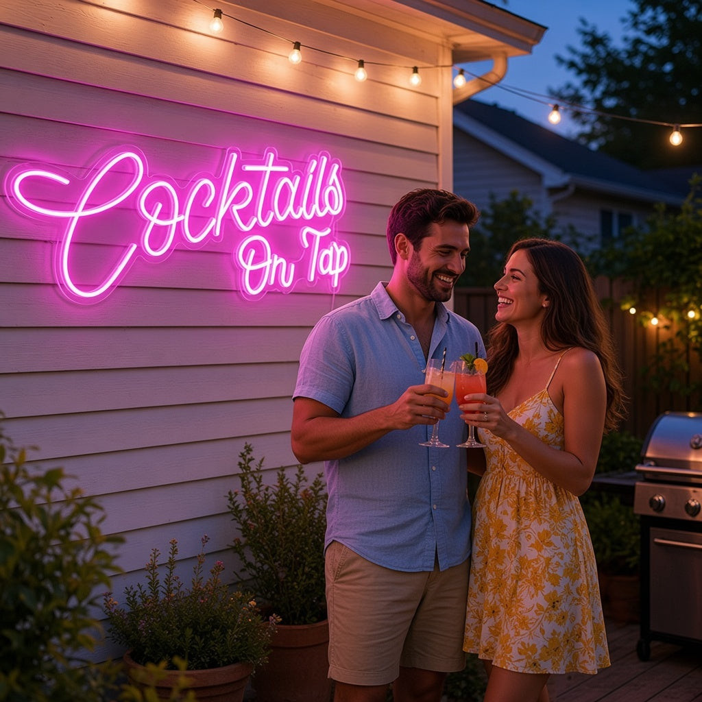 Cocktails On Tap LED Neon Sign - lifestyle view