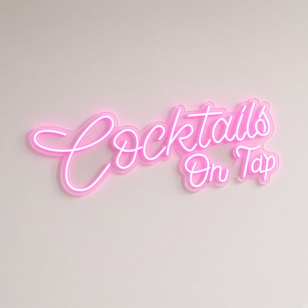 Cocktails On Tap LED Neon Sign - natural light view