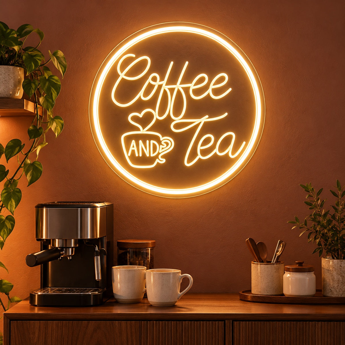 Coffee And Tea LED Neon Sign - advertising view