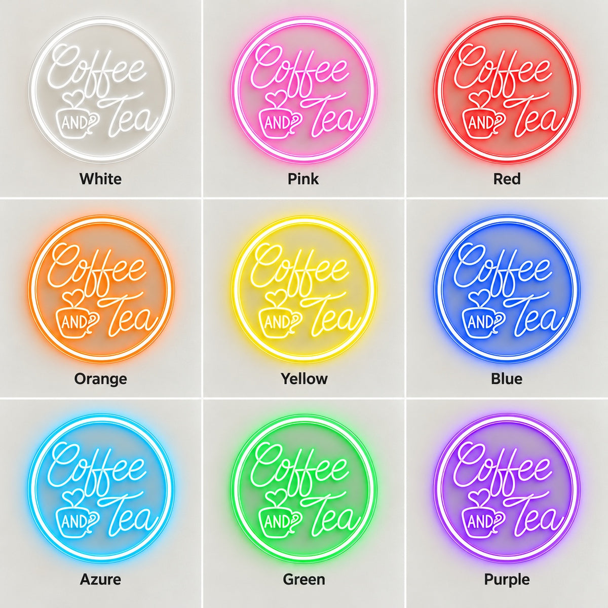 Coffee And Tea LED Neon Sign - nine-color grid