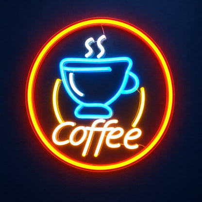 Coffee Cup Circle LED Neon Sign - product hero