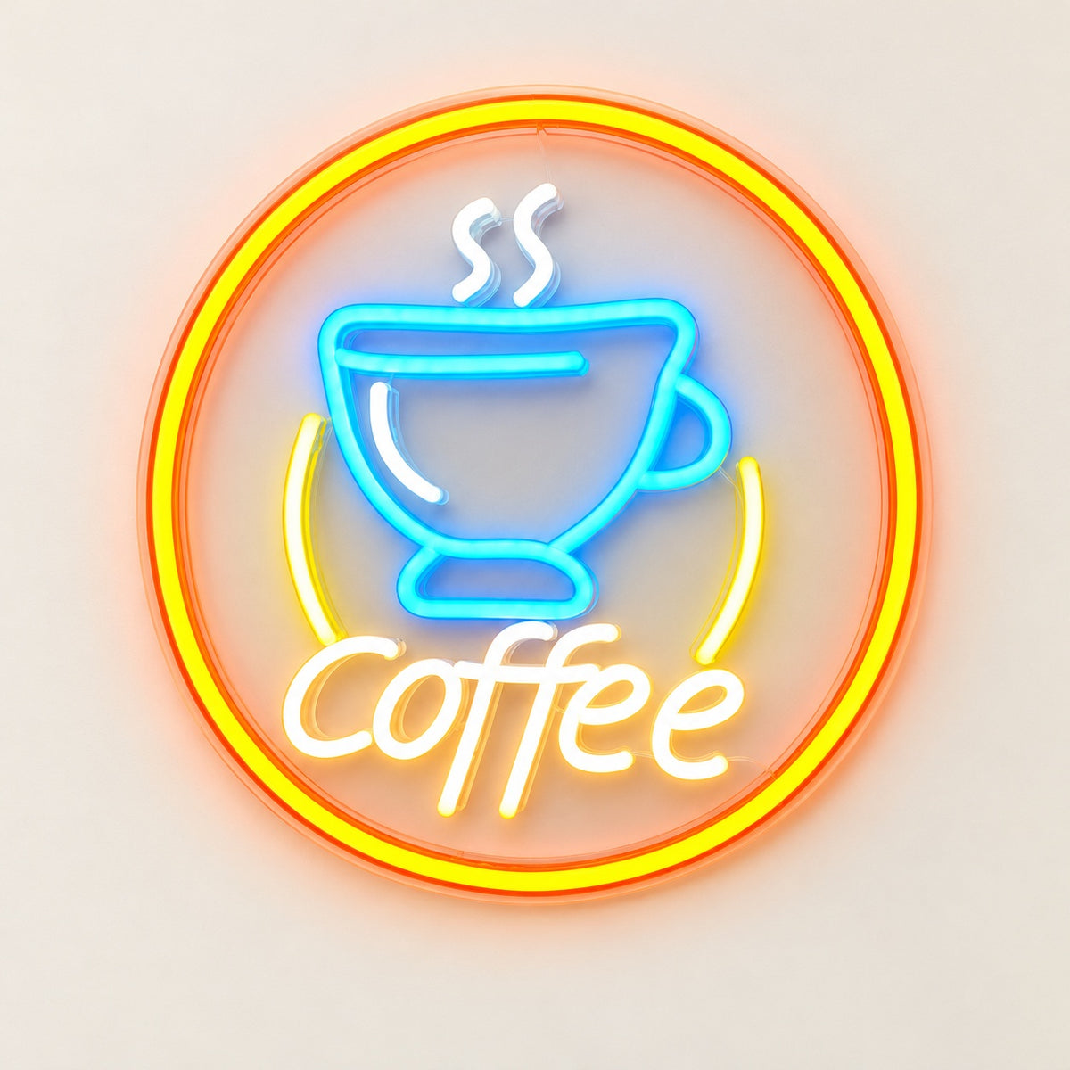 Coffee Cup Circle LED Neon Sign - natural light view