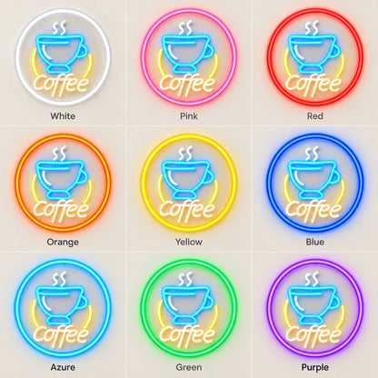 Coffee Cup Circle LED Neon Sign - nine-color grid