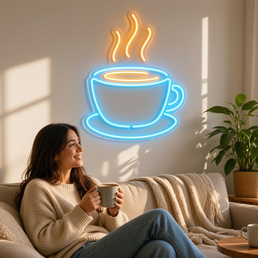 Coffee Cup LED Neon Sign - lifestyle view