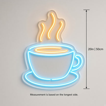 Coffee Cup LED Neon Sign - size guide