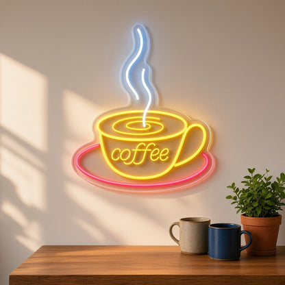Coffee Cup Latte Swirl Steam Saucer for Cafe Bar LED Neon Sign - lifestyle view