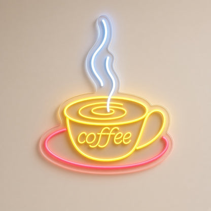 Coffee Cup Latte Swirl Steam Saucer for Cafe Bar LED Neon Sign - natural light view