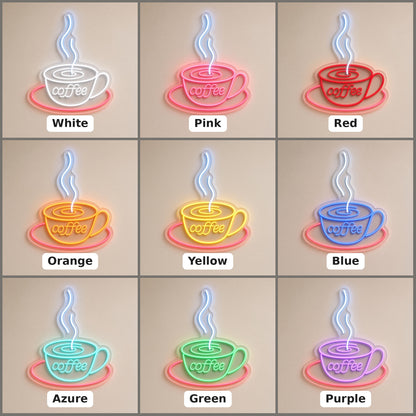 Coffee Cup Latte Swirl Steam Saucer for Cafe Bar LED Neon Sign - nine-color grid