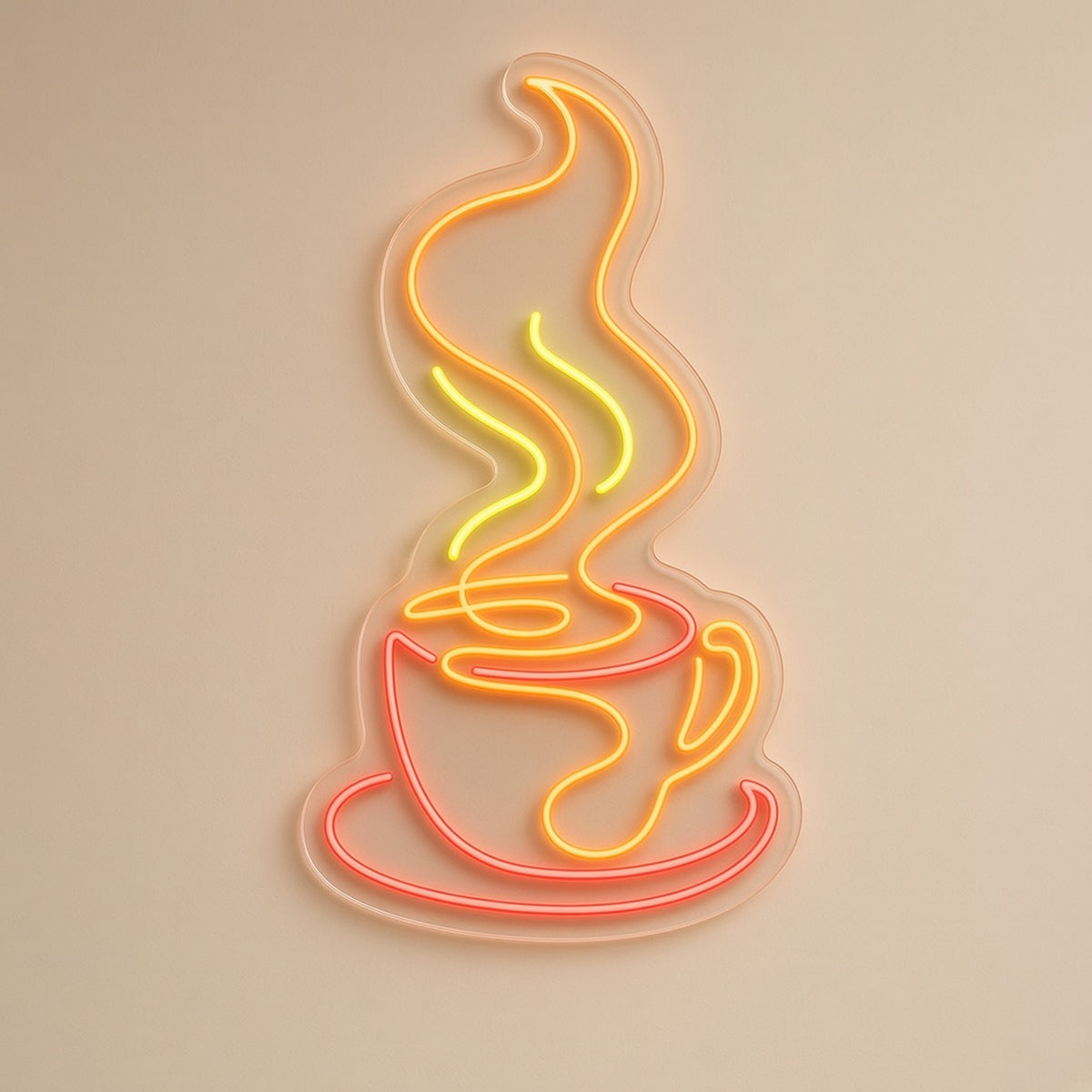 Coffee Cup Steam Swirl Saucer for Coffee Bar LED Neon Sign - natural light view
