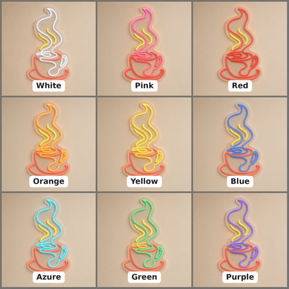 Coffee Cup Steam Swirl Saucer for Coffee Bar LED Neon Sign - nine-color grid