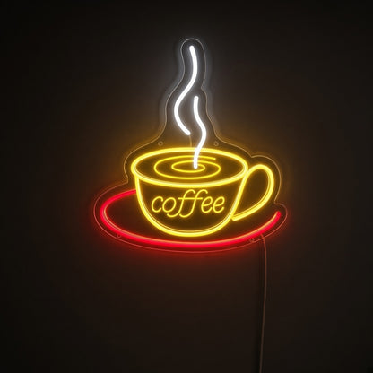 Coffee Cup Latte Swirl Saucer Steam for Cafe LED Neon Sign - product hero