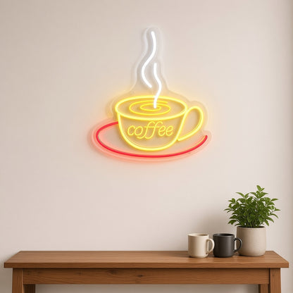 Coffee Cup Latte Swirl Saucer Steam for Cafe LED Neon Sign - lifestyle view