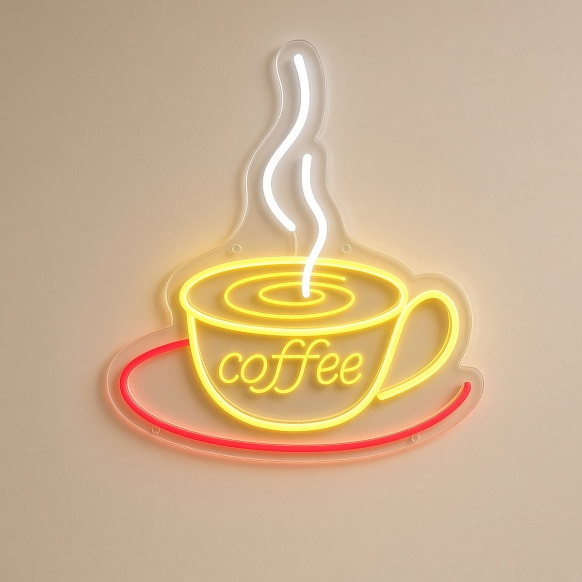 Coffee Cup Latte Swirl Saucer Steam for Cafe LED Neon Sign - natural light view