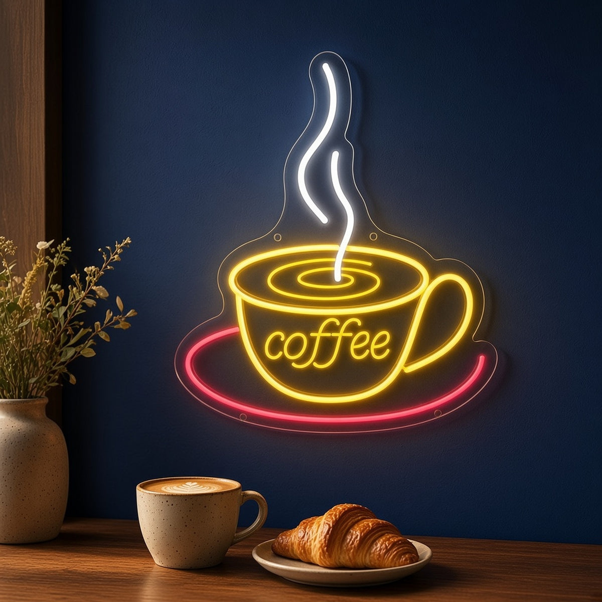 Coffee Cup Mug Saucer for Cafe Counter LED Neon Sign - advertising view