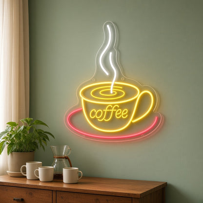 Coffee Cup Mug Saucer for Cafe Counter LED Neon Sign - lifestyle view