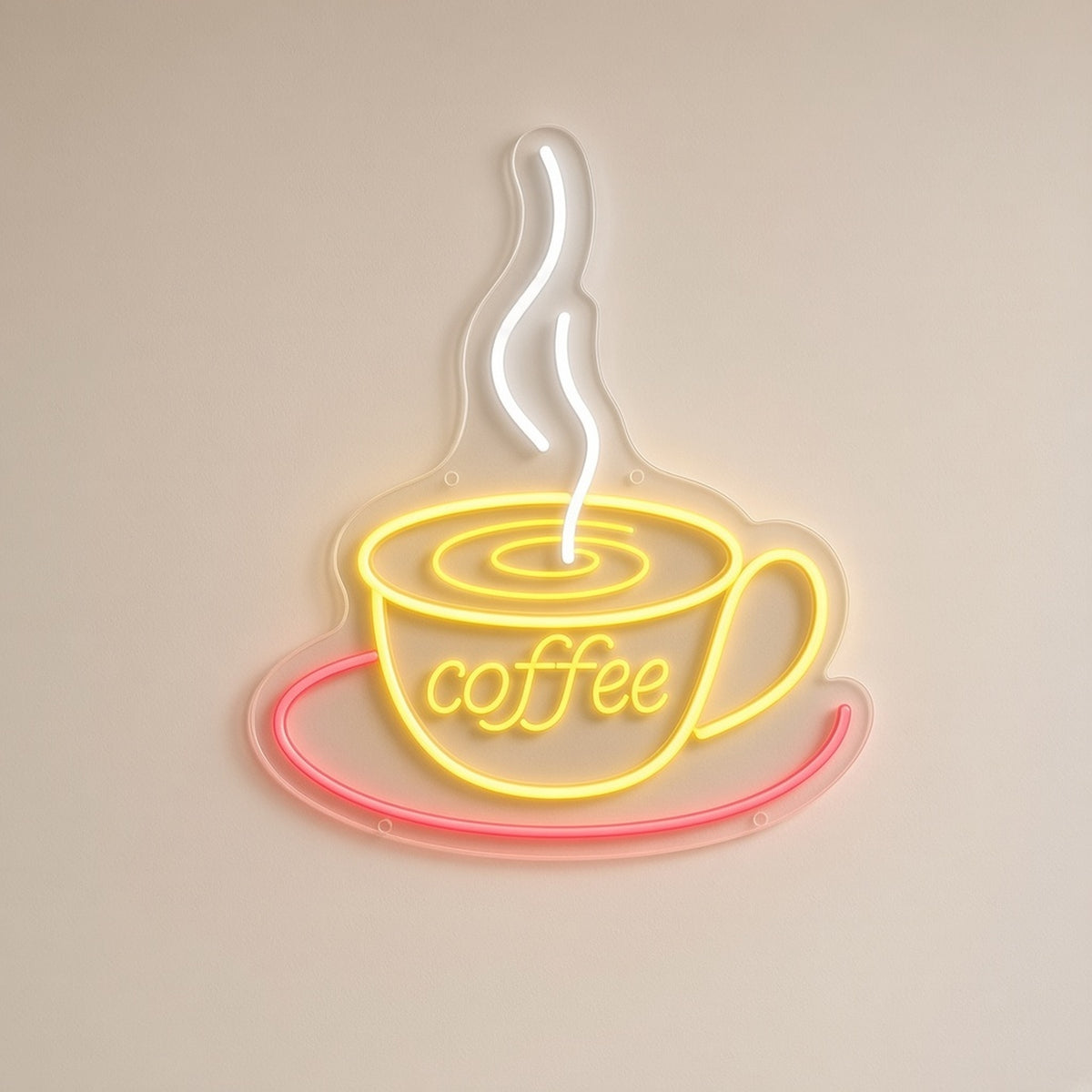 Coffee Cup Mug Saucer for Cafe Counter LED Neon Sign - natural light view