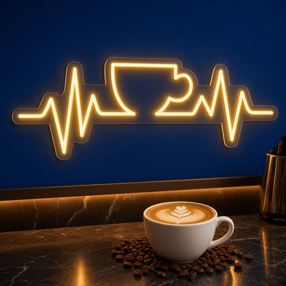 Coffee Heartbeat LED Neon Sign - advertising view