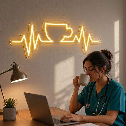Coffee Heartbeat LED Neon Sign - lifestyle view