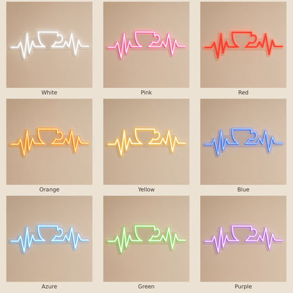 Coffee Heartbeat LED Neon Sign - nine-color grid
