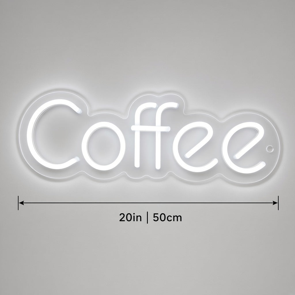 Coffee Bakery Decor LED Neon Sign - size guide